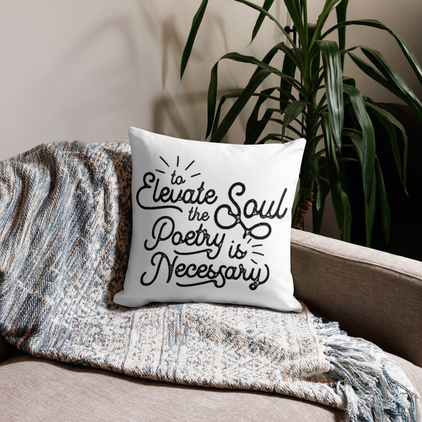 To Elevate the Soul Edgar Allan Poe Quote Premium White Pillow - 18 x 18