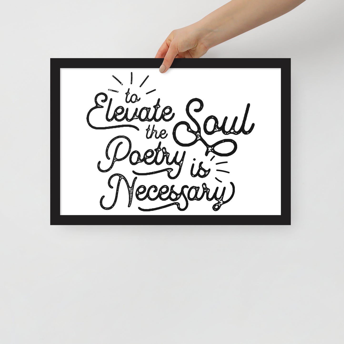 To Elevate the Soul Poetry is Necessary Framed Poster - 12 x 18 Black Frame