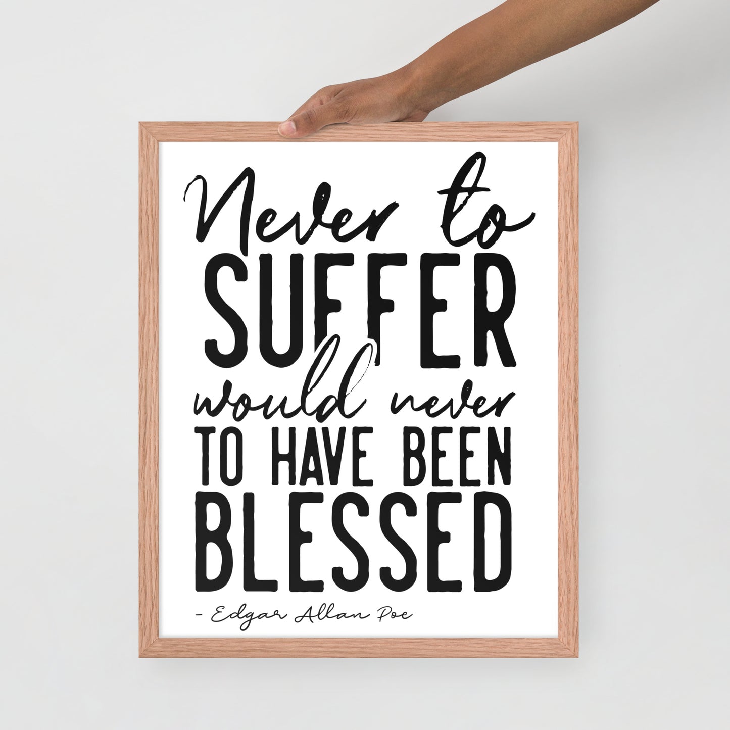 Never to Suffer Framed Poster - 16 x 20 Red Oak Frame