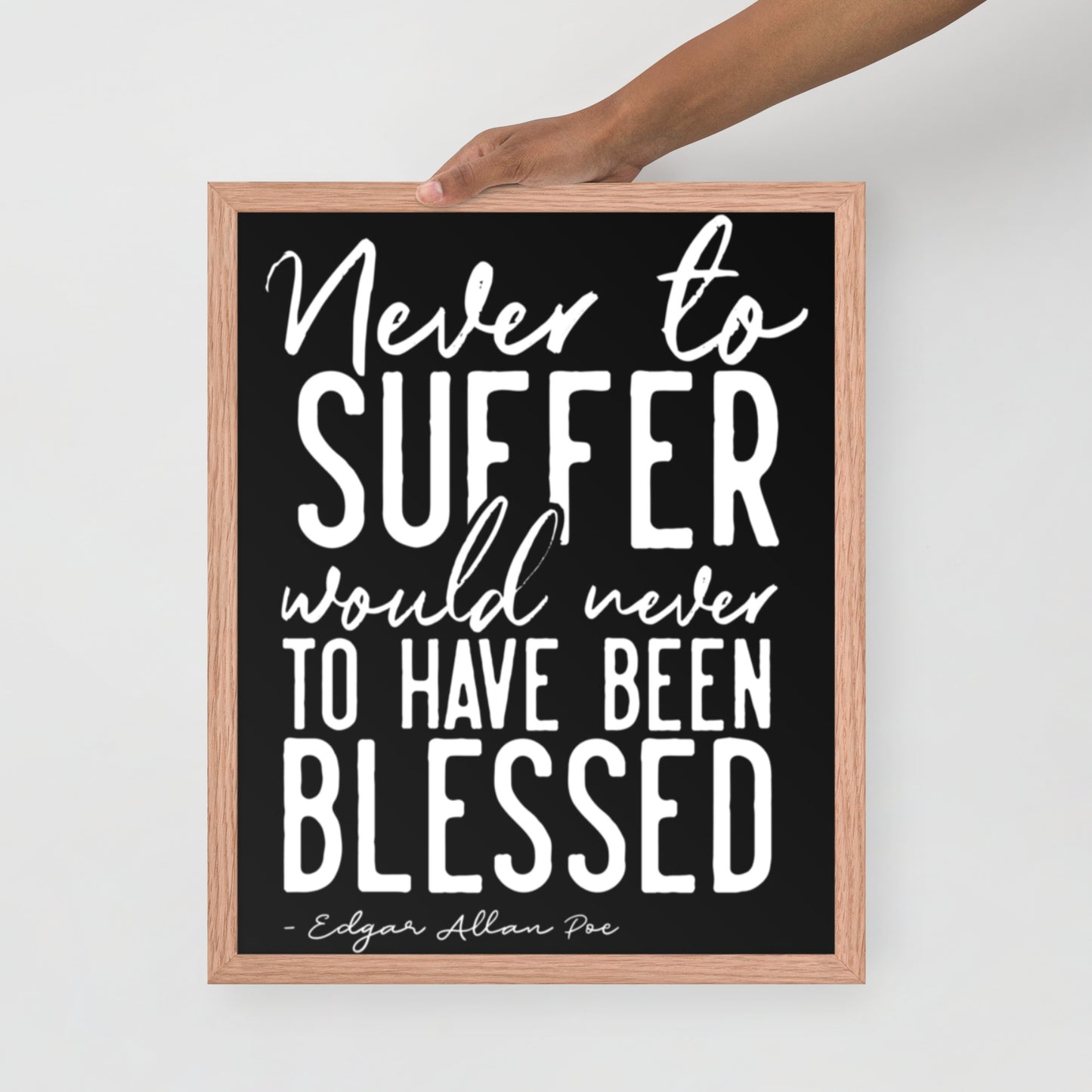 Never to Suffer Framed Poster - 16 x 20 Red Oak Frame