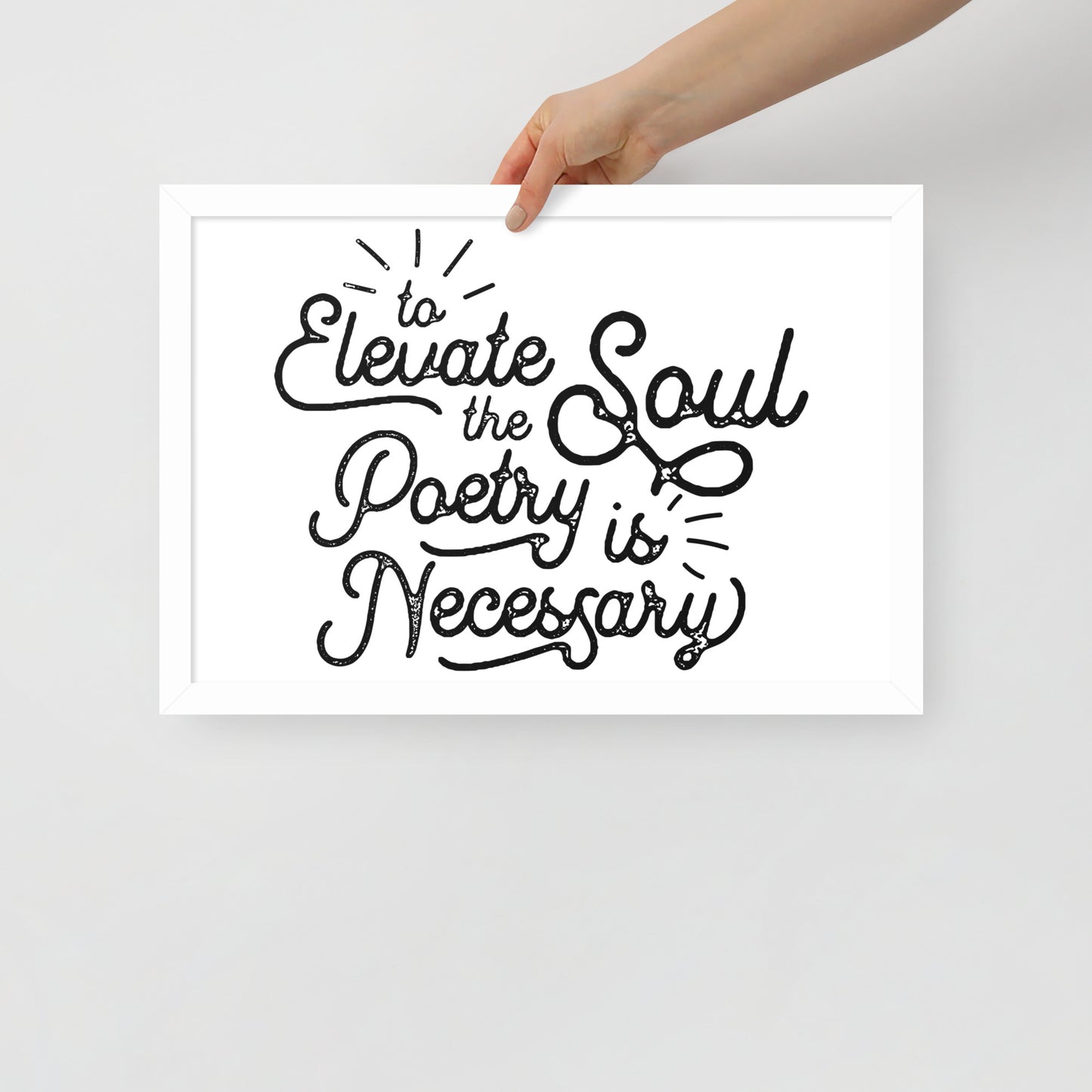 To Elevate the Soul Poetry is Necessary Framed Poster - 12 x 18 White Frame