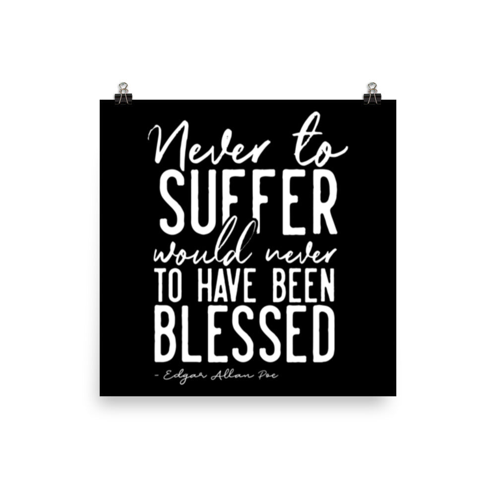 Never to Suffer Edgar Black Poster - 12 x 12