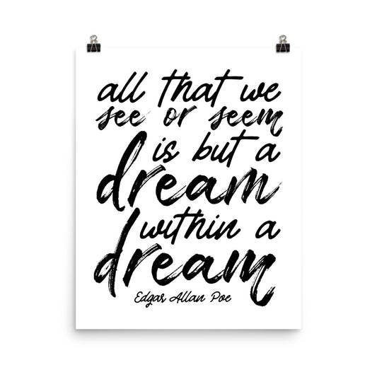 Dream Within a Dream White Frame - 16 x 20
