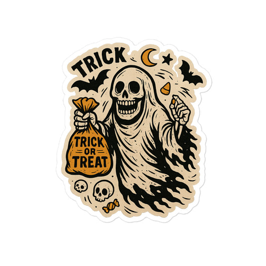Vintage Ghost Trick or Treat Sticker