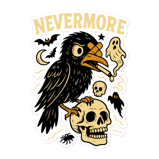 Raven Over Skull Sticker