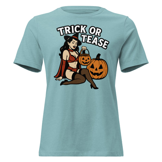 Heather Blue Trick or Tease Women's Relaxed T-Shirt
