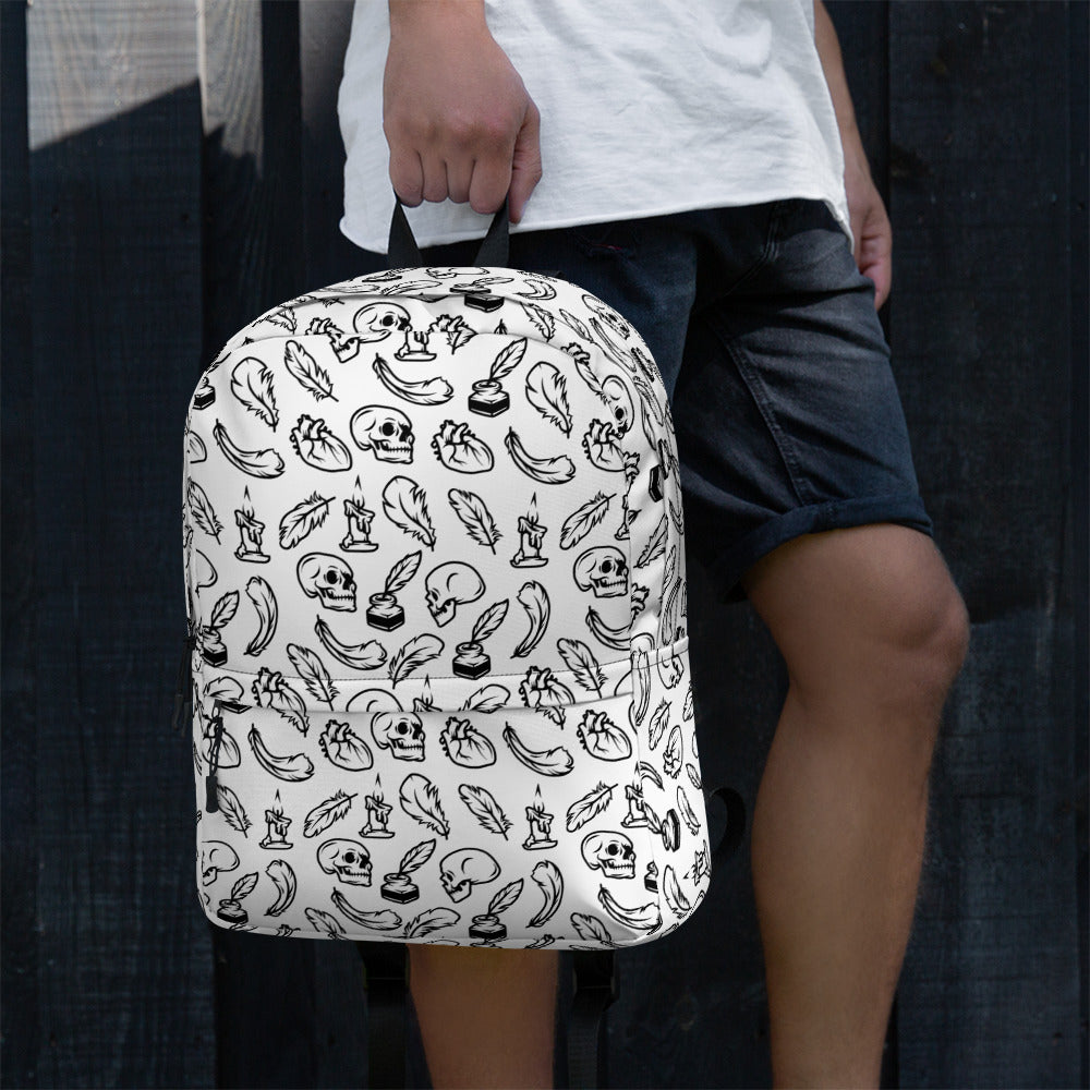 Products Edgar Allan Poe Tilled Premium Backpack - White Left Side