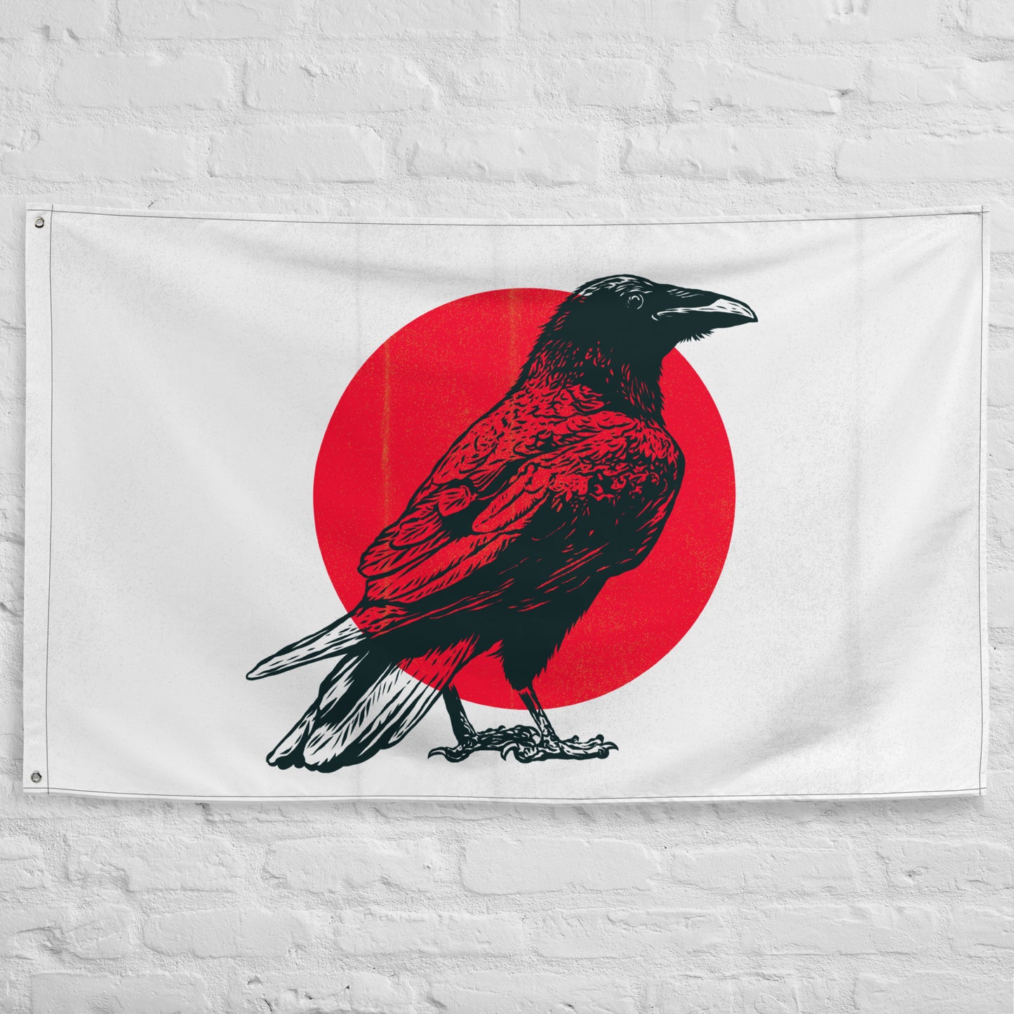 The Raven's Crypt Black Raven Flag - White Front