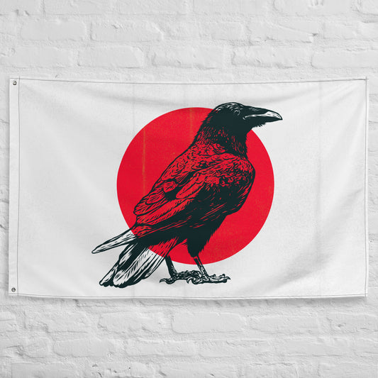 The Raven's Crypt Black Raven Flag - White Front