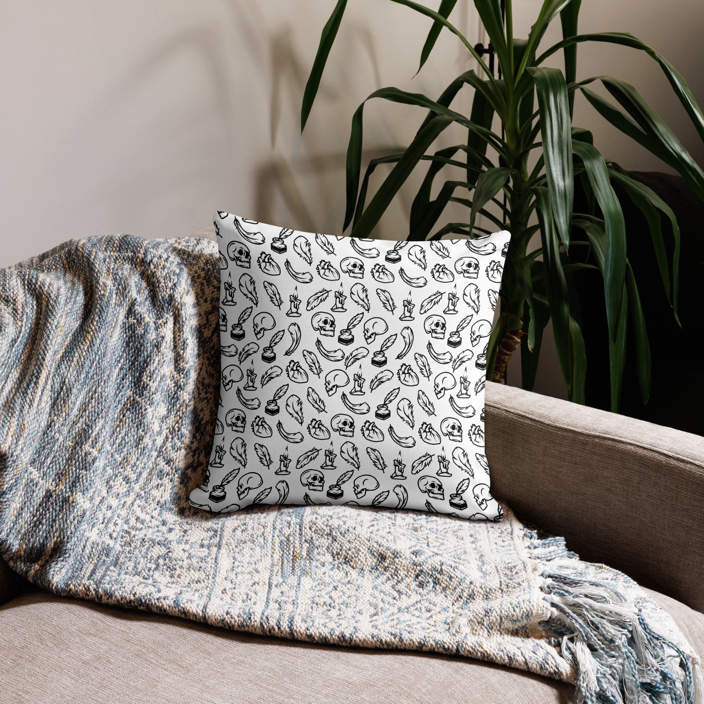 Edgar Allan Poe Tilled Premium Pillow - 18x18 Front