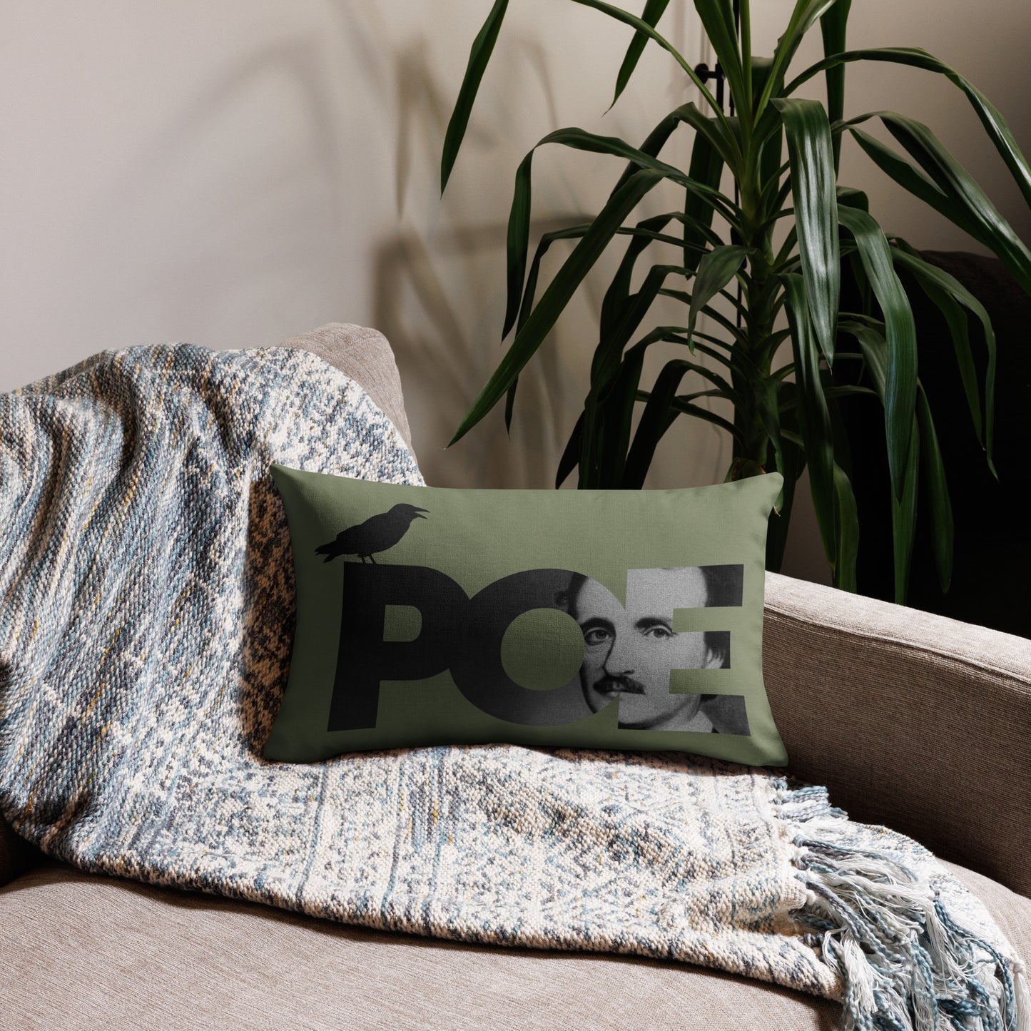Edgar Allan Poe Premium Pillow - 20 x 12