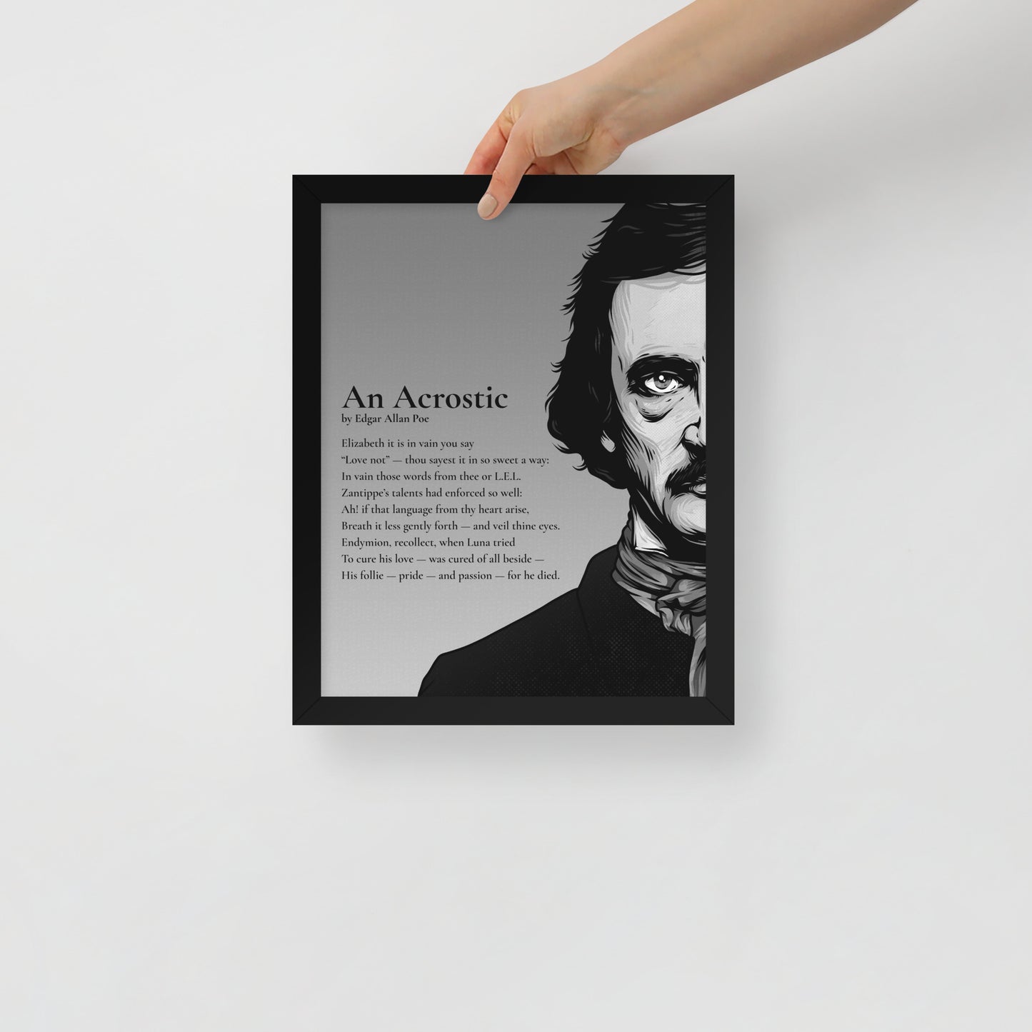 Edgar Allan Poe's 'An Acrostic' Framed Matted Poster - 11 x 14 Black Frame