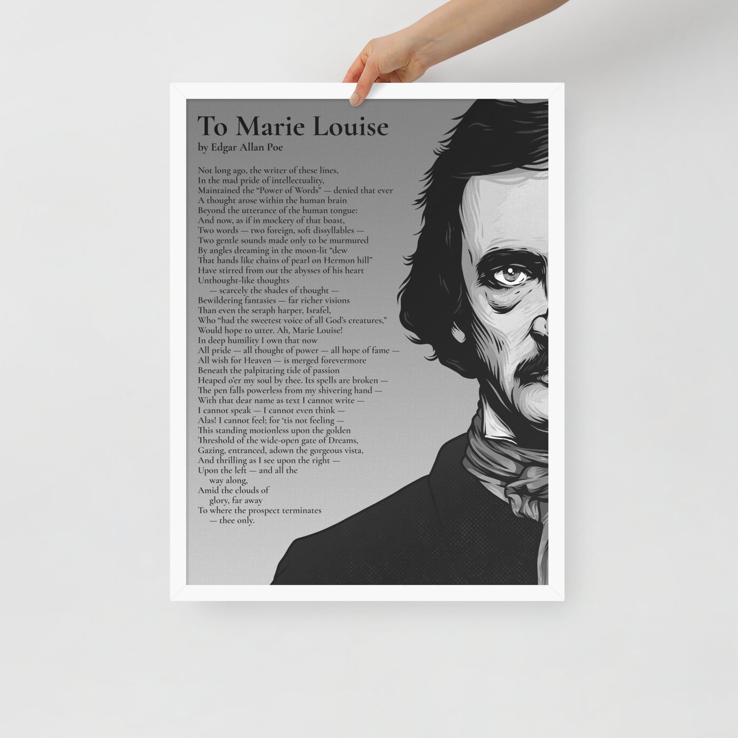 Edgar Allan Poe's 'To Marie Louise' Framed Matted Poster -18 x 24 White Frame