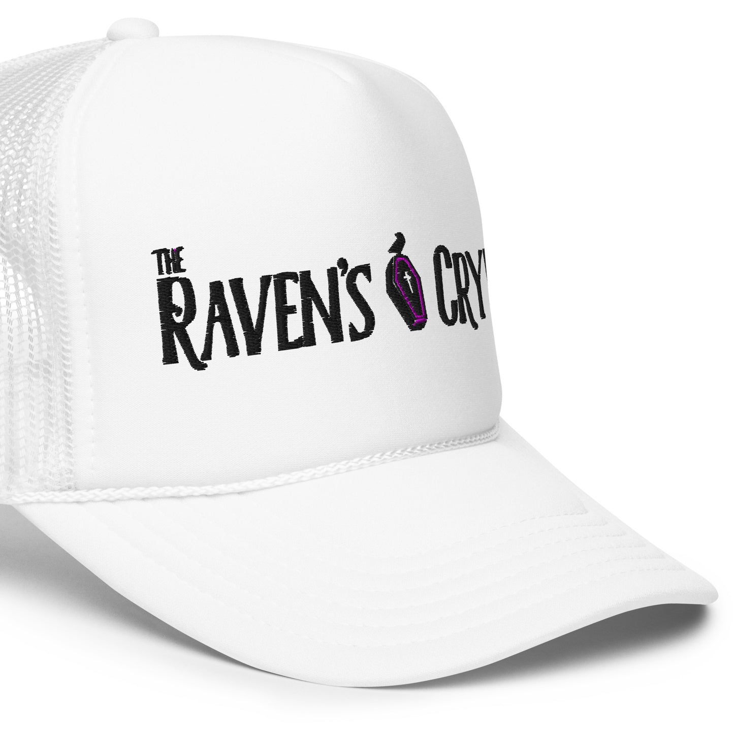 The Raven's Crypt Black Logo - Foam trucker hat - White Hat Black Logo