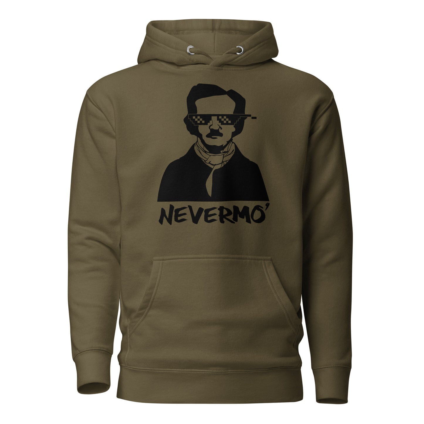 Men's Edgar Allan Poe "Nevermo" Hoodie - Military Green Front
