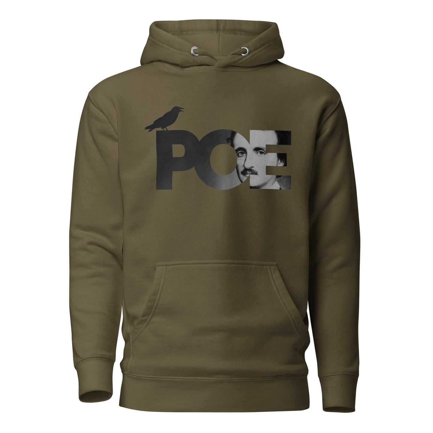 Men's Edgar Allan Poe Hoodie - Military Green Front
