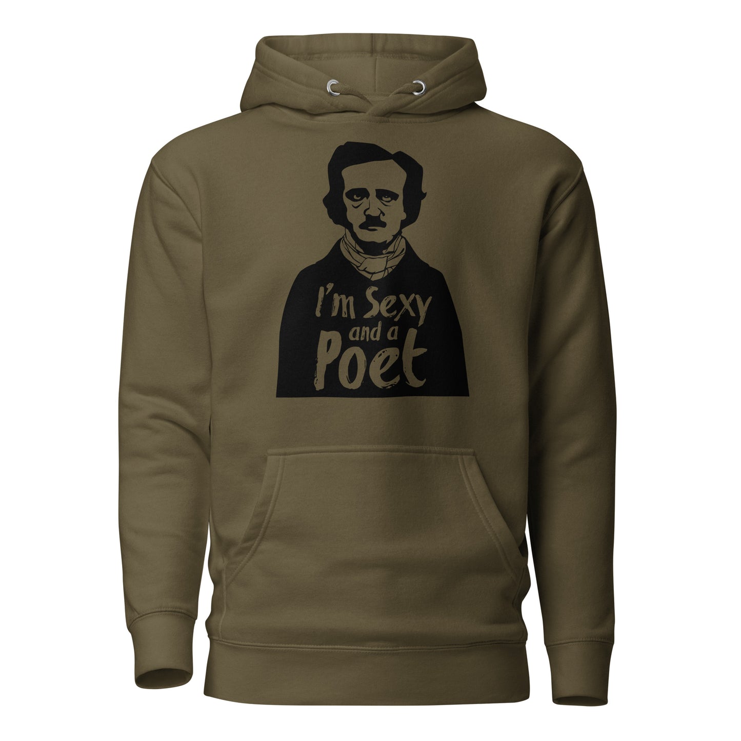 Women's Edgar Allan Poe Unisex Premium Hoodie - Military Green Front