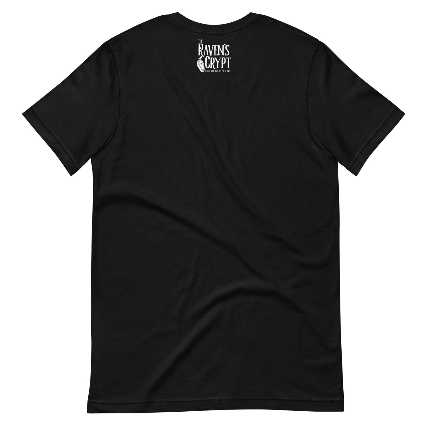 The Raven's Crypt White Logo - Unisex t-shirt - Black Back