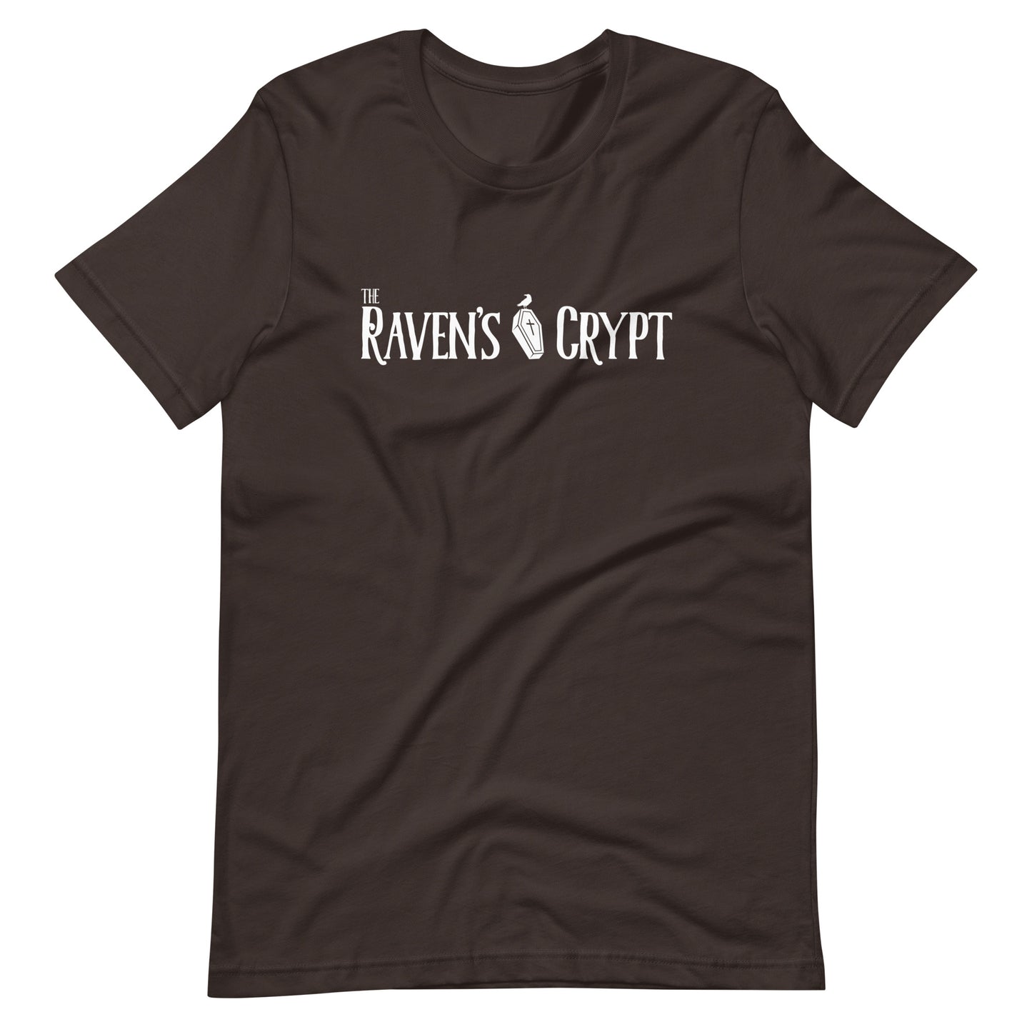 The Raven's Crypt White Logo - Unisex t-shirt - Brown Front