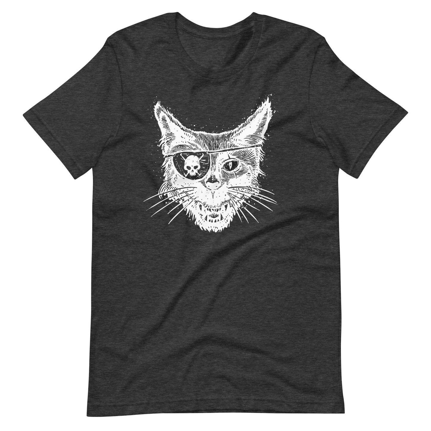 Cat Skull Eye White - Unisex t-shirt - Dark Grey Heather Front