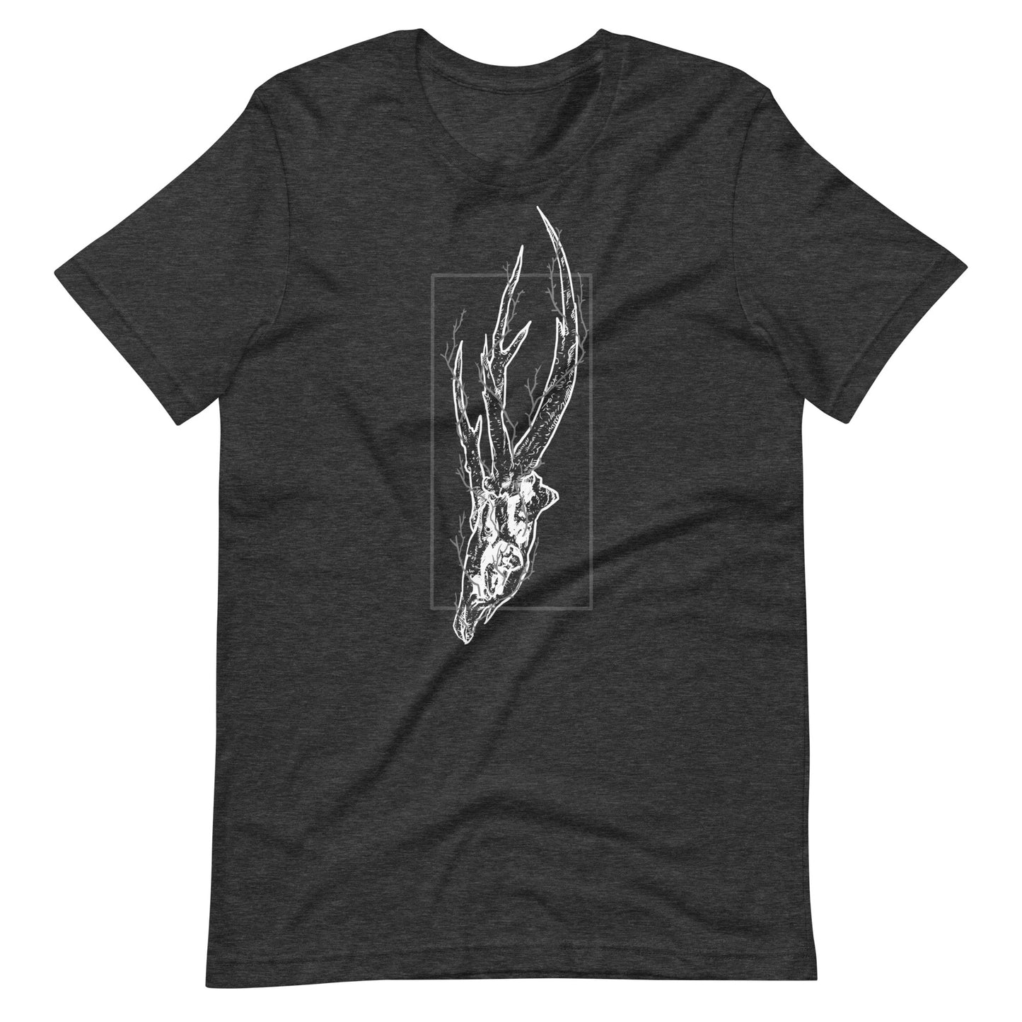 Deer Skull Tree White - Men's t-shirt - Dark Grey Heather Front