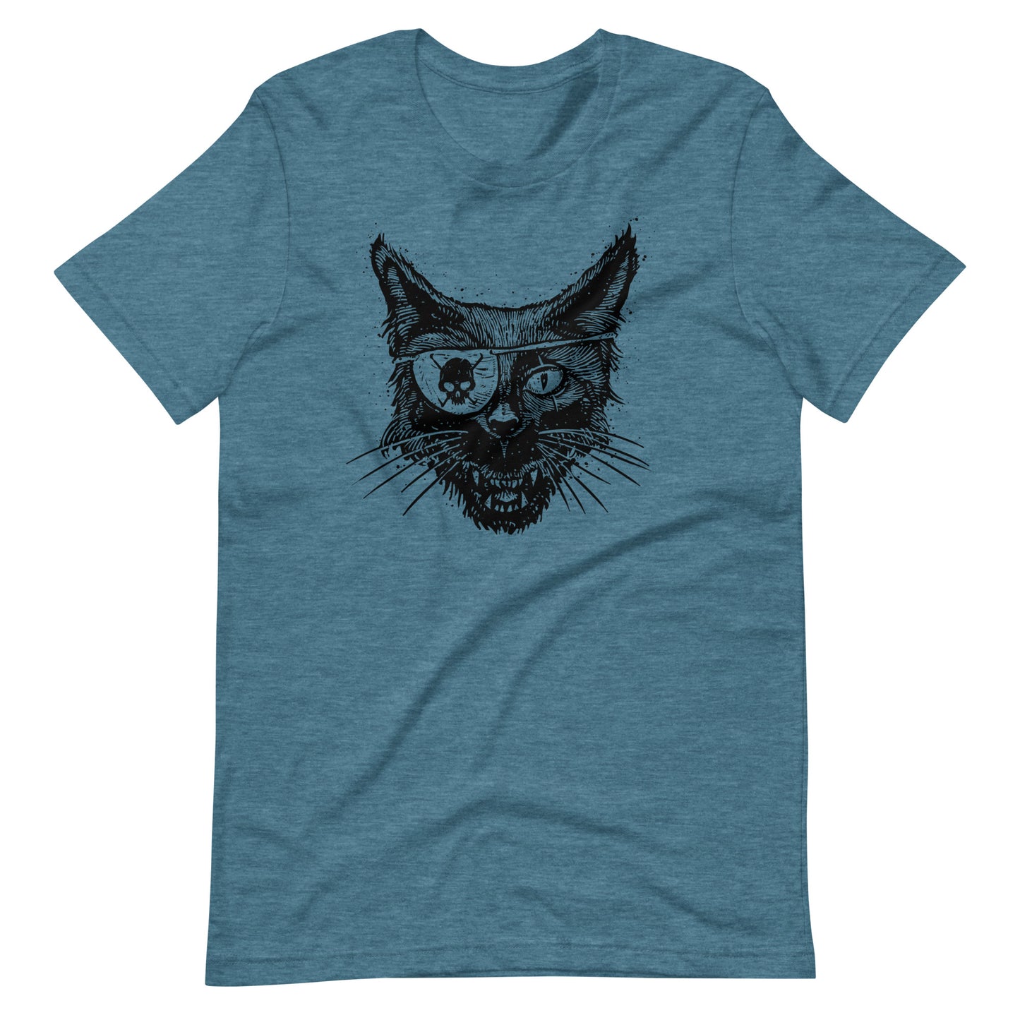 Cat Skull Eye Black - Men's t-shirt - Heather Deep Teal Front