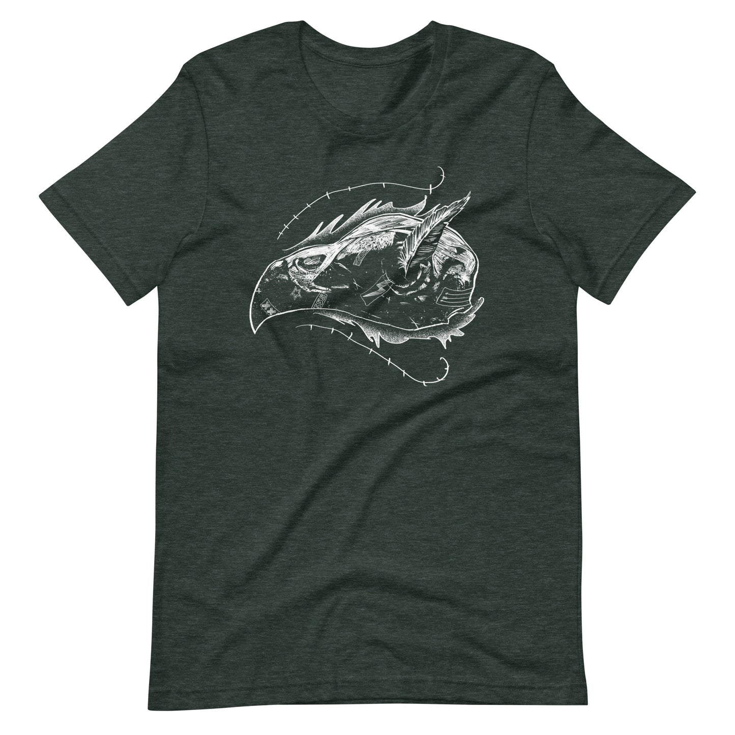 Skull Bird White - Men's t-shirt - Heather Forest Front