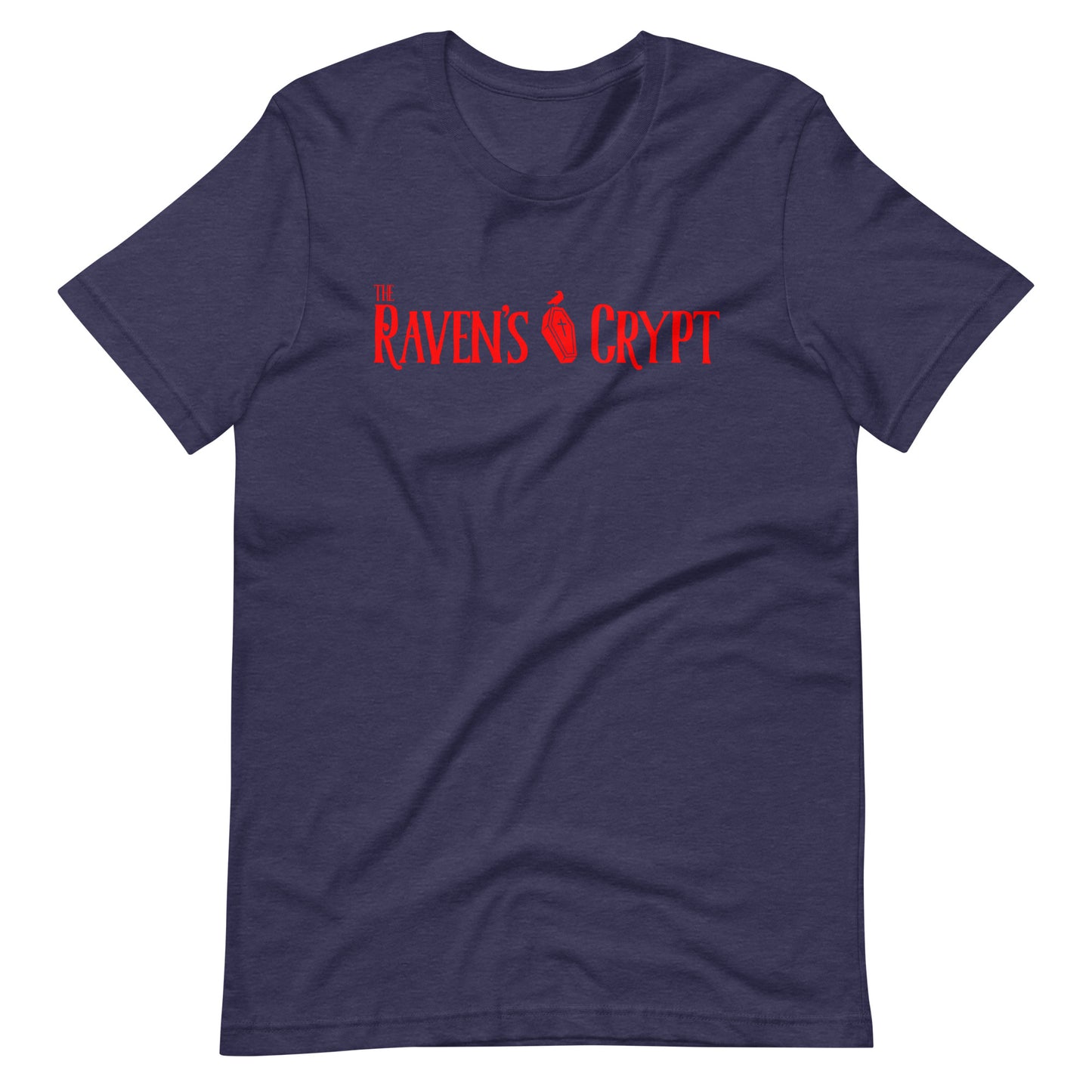 The Raven's Crypt Red Logo - Unisex t-shirt - Heather Midnight Navy Front