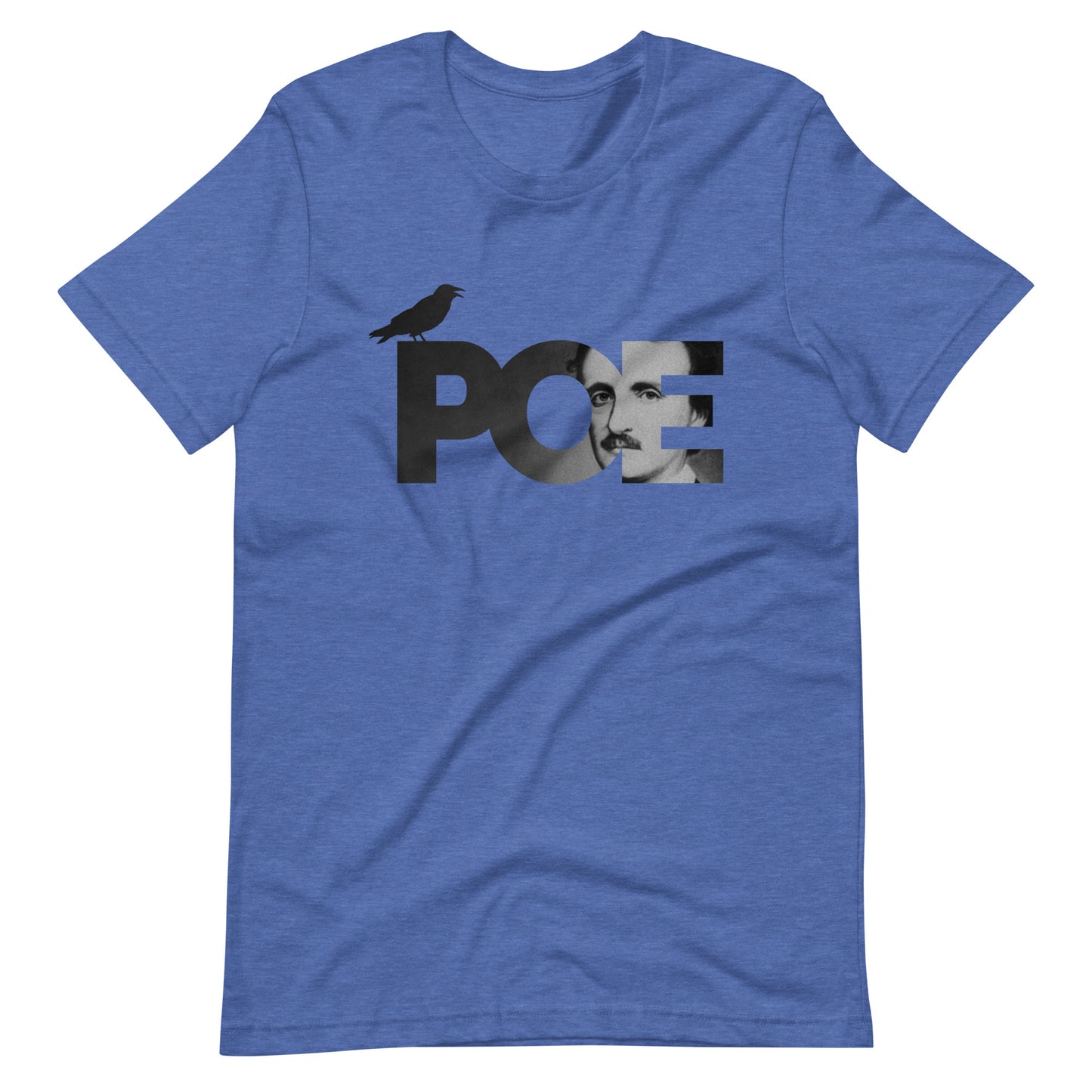 Women's Edgar Allan Poe t-shirt - Heather True Royal Front