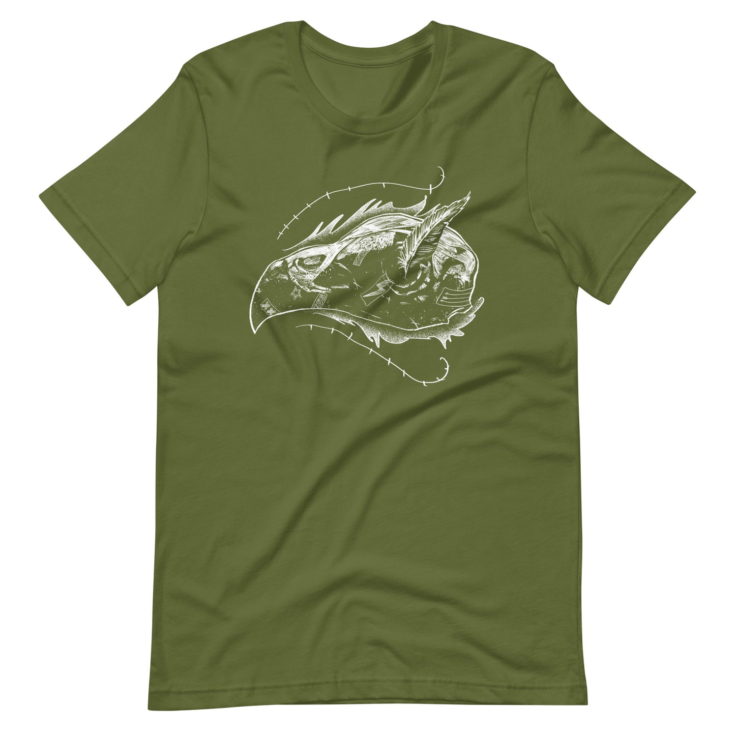 Skull Bird White - Men's t-shirt - Olive Front