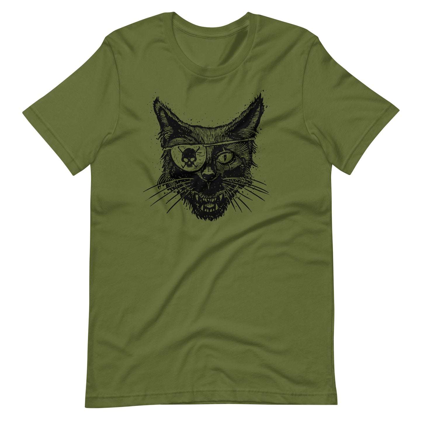Cat Skull Eye Black - Men's t-shirt - Olive Front
