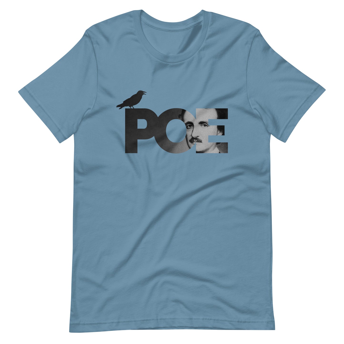 Men's Edgar Allan Poe t-shirt - Steel Blue Front