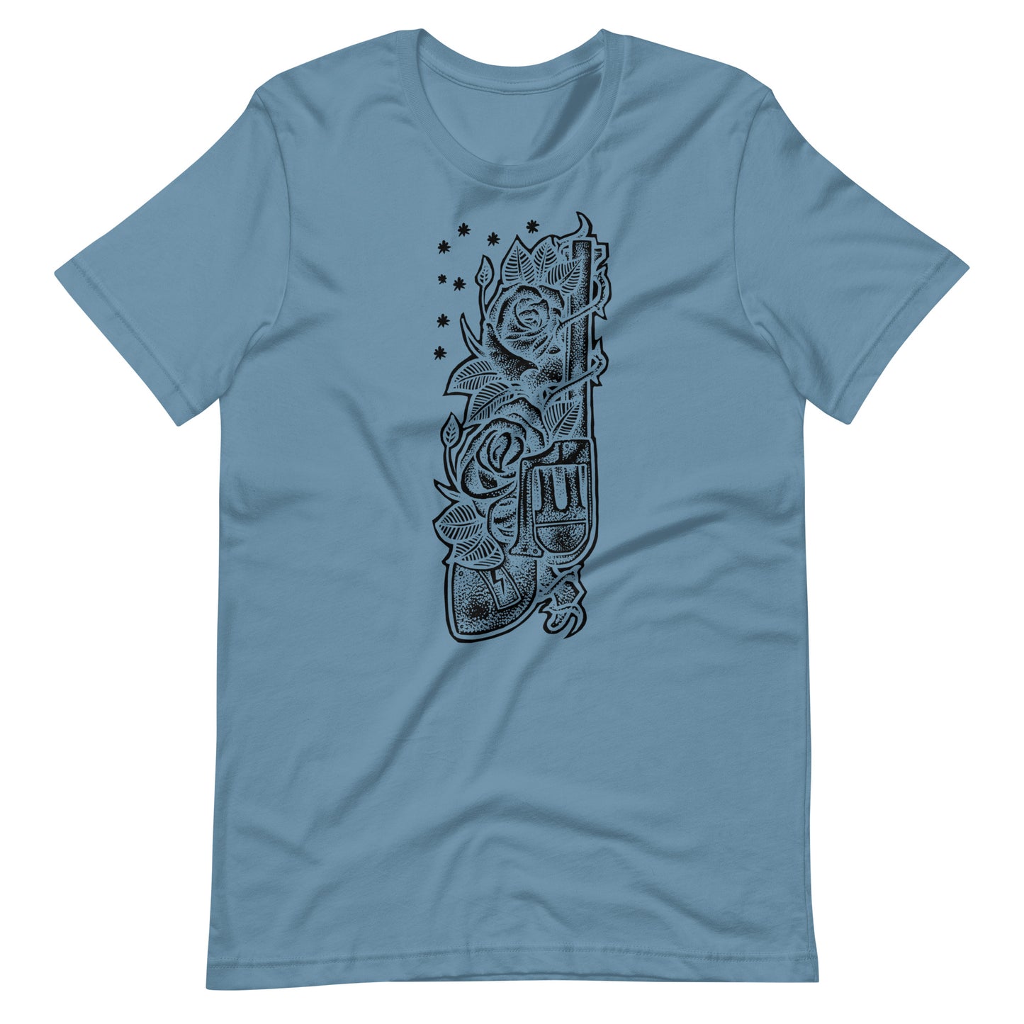 Gun Black - Men's t-shirt - Steel Blue Front