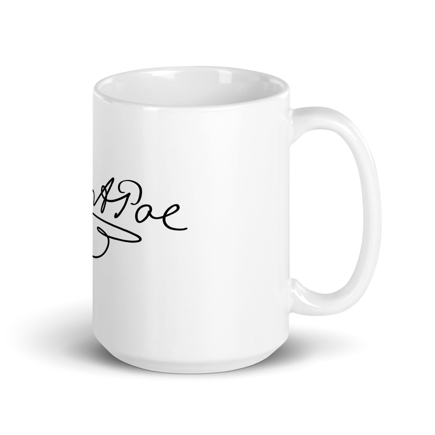 Edgar Allan Poe Signature White glossy mug - 15oz Handle on Right
