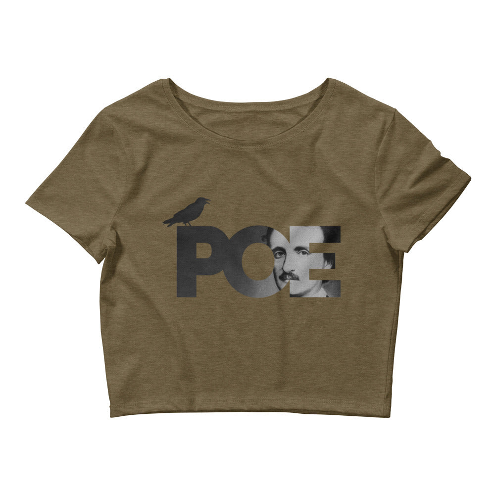 Women’s Edgar Allan Poe Crop Tee - Olive Front