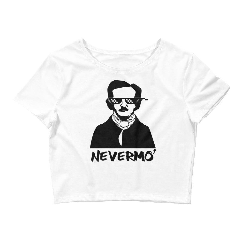 Women’s Edgar Allan Poe "Nevermo" Crop Tee - White Front