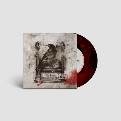 Edgar Allan Poe The Raven 7-inch 45 RPM spoken-word vinyl on red-and-black Nevermore Inferno swirl, gatefold jacket