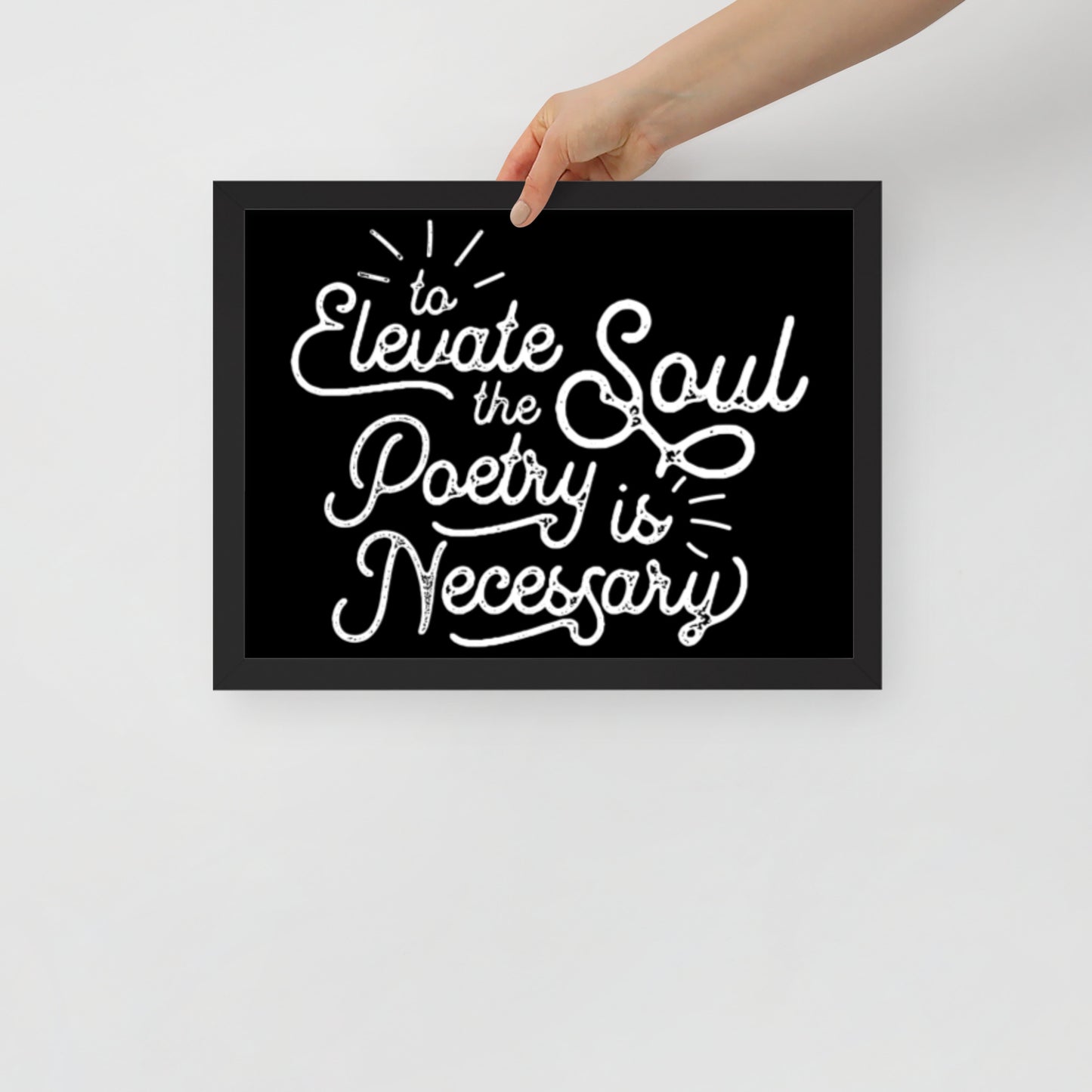 To Elevate the Soul Poetry is Necessary Framed Poster - 12 x 16 Black Frame