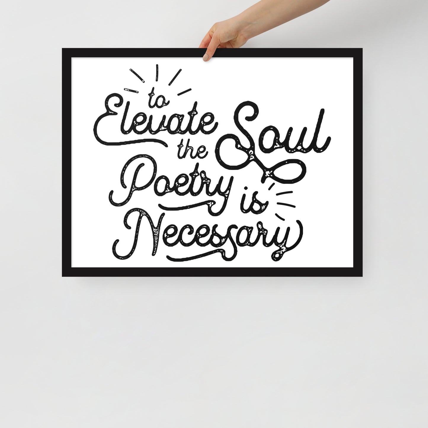 To Elevate the Soul Poetry is Necessary Framed Poster - 18 x 24 Black Frame