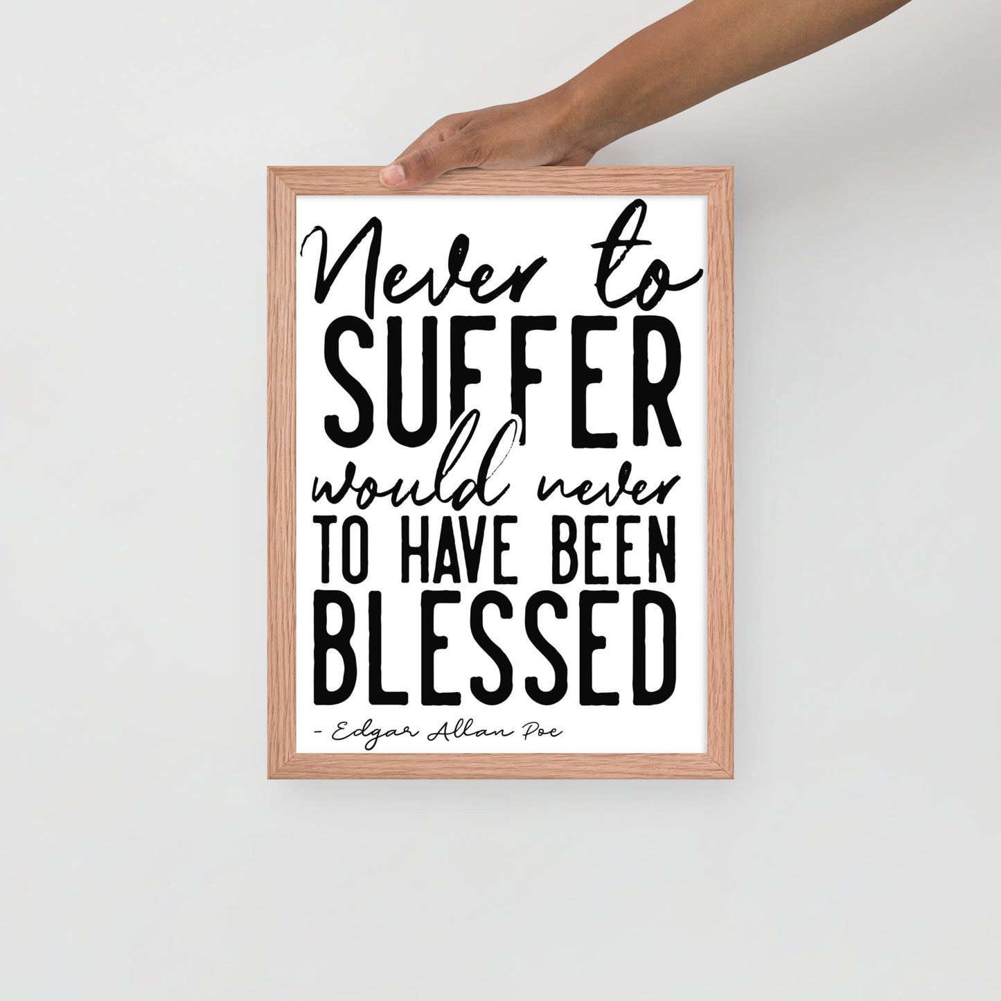 Never to Suffer Framed Poster - 12 x 16 Red Oak Frame