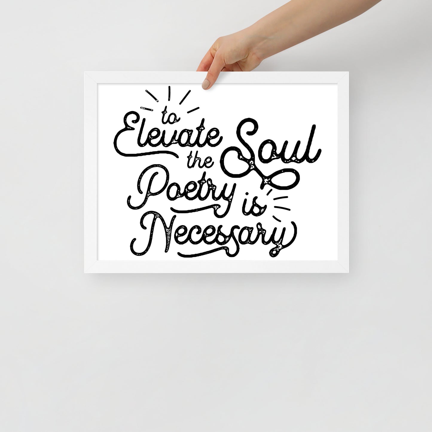 To Elevate the Soul Poetry is Necessary Framed Poster - 12 x 16 White Frame