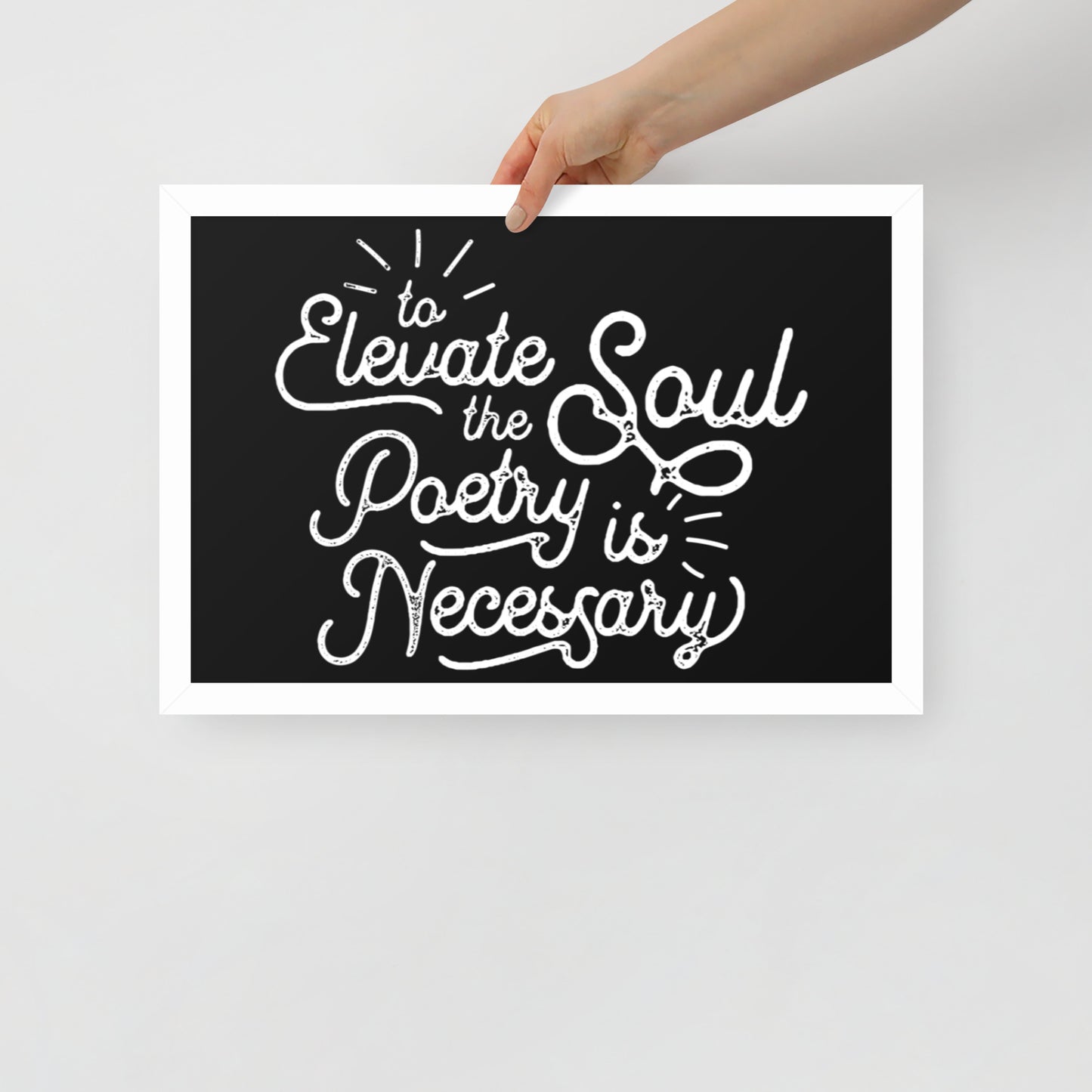 To Elevate the Soul Poetry is Necessary Framed Poster - 12 x 18 White Frame