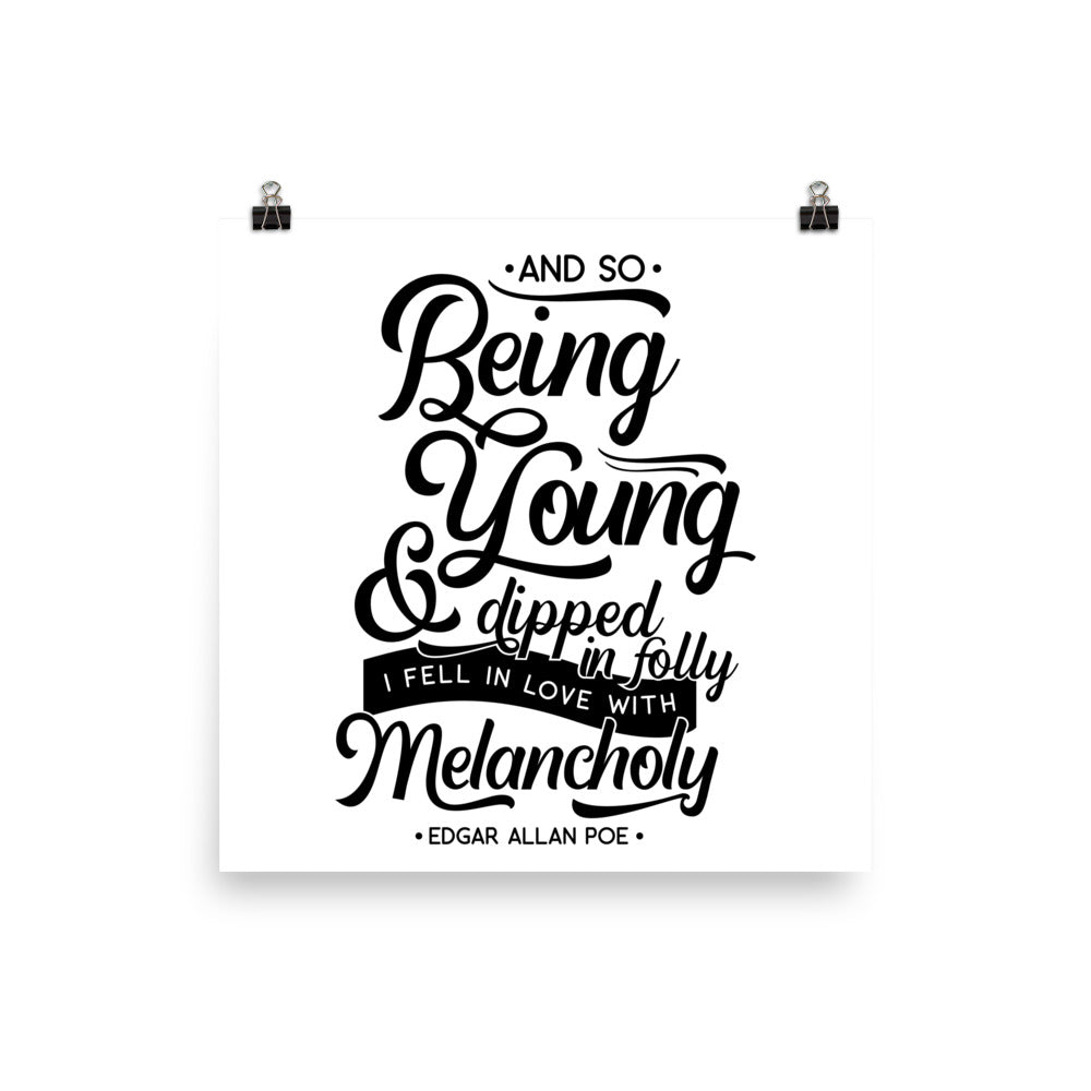 Fell in Love with Melancholy White Poster - 14 x 14