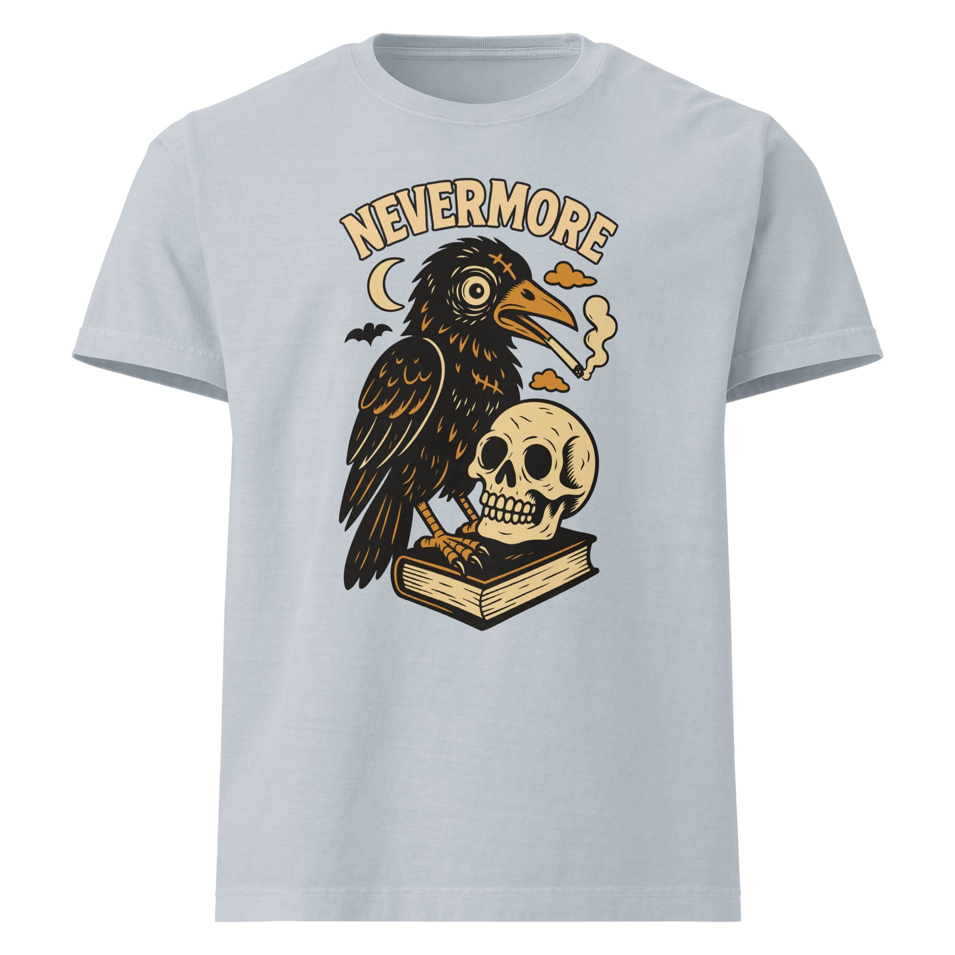 light denim Raven and Skull Nevermore Unisex T-Shirt