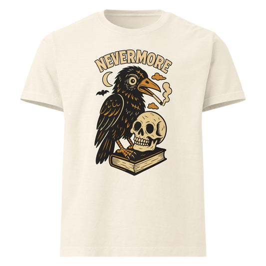 white Raven and Skull Nevermore Unisex T-Shirt