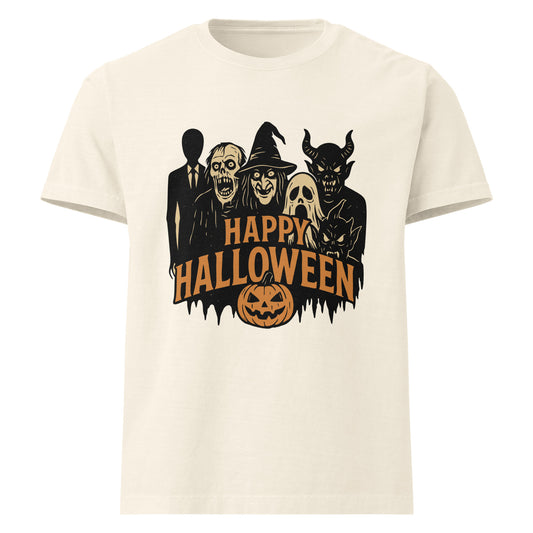 Vintage White Spooky Monsters Halloween Unisex T-Shirt