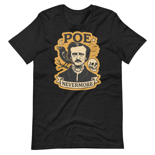 Poe’s unisex staple black heather t-shirt




