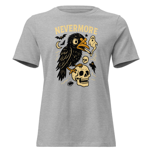 athletic Raven Over Skull Nevermore Women's Relaxed T-Shirt