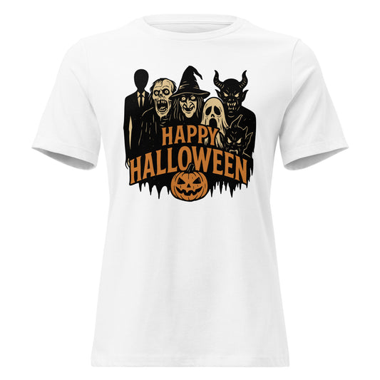 White Spooky Monsters Halloween Women's T-Shirt