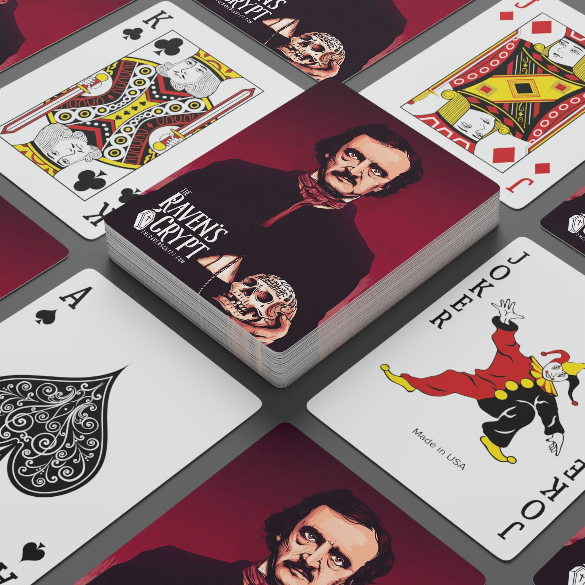 Edgar Allan Poe Illustrated Poker Cards - Front & Back